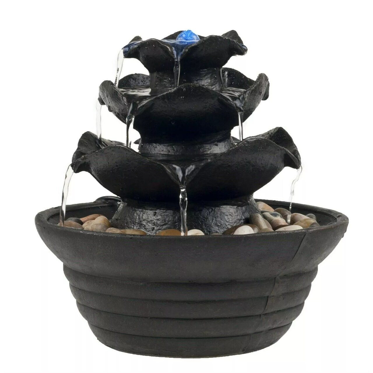 Tabletop Electric Water Fountain 3 Tier Cascading Indoor Waterfall w/ LED Light